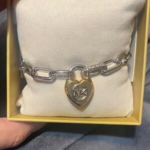 Michael Kors Two-Tone Heart Charm Bracelet